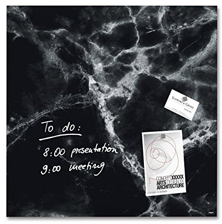 SIGEL GL320 Premium Glas-Magnetboard 48 x 48 cm Design Black-Marble, schwarz, Magnettafel Artverum