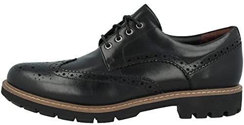 Clarks Herren Batcombe Wing Derbys, Black Leather, 39.5 EU