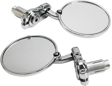3 Convex Round 7/8 22mm Handlebar Rearview Side Bar End Mirror Cafe Racer BOBBER Rat Bike Old School Retro (Chrome)