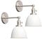 Phansthy 2 Stücke Wandleuchte mit Metall-Schirm Wandlampe Industrial Design, Innen Vintage Loft-Wandlampe E27 max. 40W für Wohnzimmer Schlafzimmer Büro Küche Flur (Weiß)