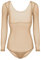 iEFiEL Damen Transparent Bodysuit Langarm Body offen Brust Mesh Unterhemd Damenbody Unterwäsche Bauchtanz Overall Leotard Nude Einheitsgröße