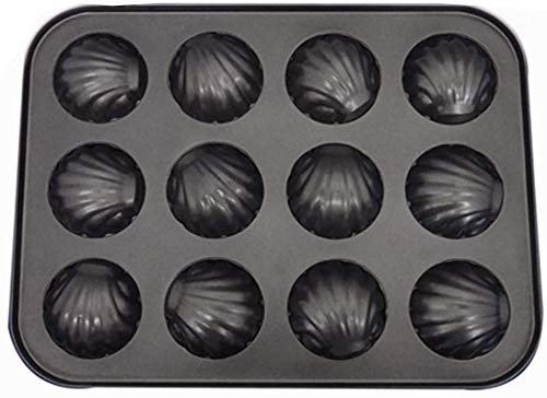 Stampo a forma di conchiglia, stampo per torte in acciaio al carbonio a 6/12 fori, antiaderente, per pasticceria