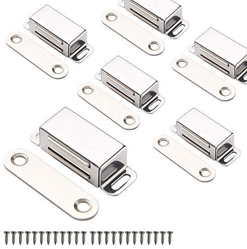 Mousike Cabinet Magnets Magnetic Door Catch Stainless Steel Door Magnet for Kitchen Bathroom Cupboard Wardrobe Closet Closures Cabinet Door Drawer Latch 20 lbs(6Pack)