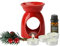 ADEPTNA CERAMIC OIL BURNER GIFT SET WITH 4 TEA LIGHT CANDLES AND AROMATIC OIL - PRACTICAL AND STYLISH GIFT FOR XMAS OR ANY OCCASION