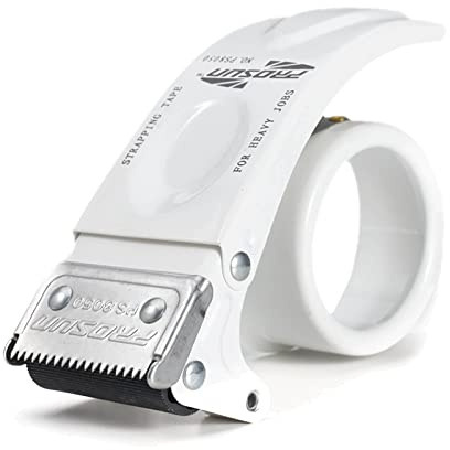 AKORD Heavy Duty Metal Packing Packaging Tape Roll Hand Dispenser Gun, White