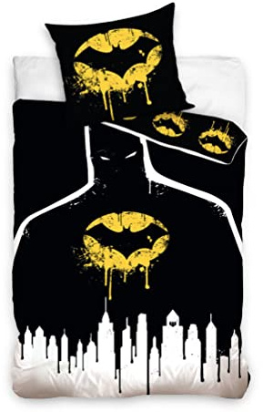 Carbotex Wendebettwäsche Set Batman Größe: 135 x 200 cm, 80 X 80 cm, 100% Baumwolle