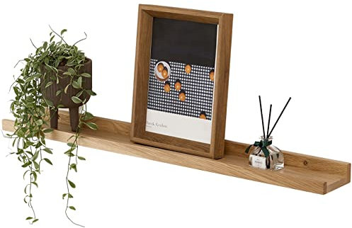 Gieanoo Bilderleiste Holz, 50cm Rustikales Eiche Massiv Schweberegal Wandregal gewürzregal Wand regalbrett Hängeregal für Wohnzimmer Schlafzimmer kinderzimmer