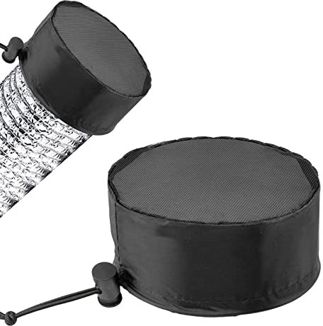 2Pcs 8 Inch Grow Tent Vent Cover Filter, Duct Filter Net with Elastic Band and Fixed Buckled, Black Mesh Screen Shield for Exhaust Fan, Plant Growth, Tent Ventilation