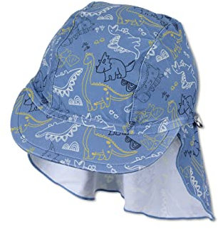 Sterntaler Unisex Kinder Unisex Badeschirmmütze mit Nackenschutz Kinder Schirmmütze Nackenschutz Dino UV-Schutz 50+ blau, 49
