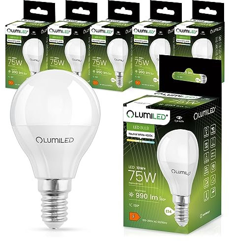 LUMILED LED Lampen E14 P45 10W ersetzt (75W Glühlampe) 6 Stück Set 990lm 4000K Neutralweiß 180 Grad Lichtwinkel 230V Glühbirne Birne Leuchtmittel Tropfenform Kugel Energiesparlampe