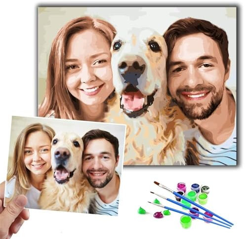CleverFine Malen Nach Zahlen Eigenes Bild Personalisiert Erwachsene Foto Painting Bilder(40cm*40cm Gerahmt)