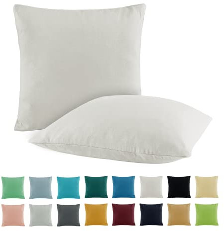 SHC by BaSaTex 2er Pack Jersey Kissenbezüge Kissenhüllen | Kopfkissenbezug aus 100% Baumwolle | 50x50 cm Dekokissen Bezug | Farbe Weiß