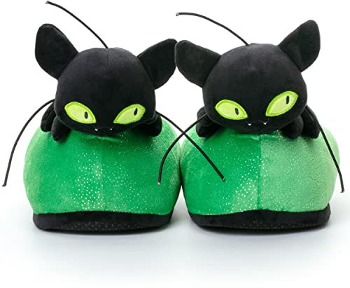 corimori Miraculous Ladybug Plüsch-Hausschuhe Kwami Plagg für Mädchen, Jungen, Erwachsene | Schwarz, EU Einheitsgr. 25-33,5 | Pantoffeln Schuhe