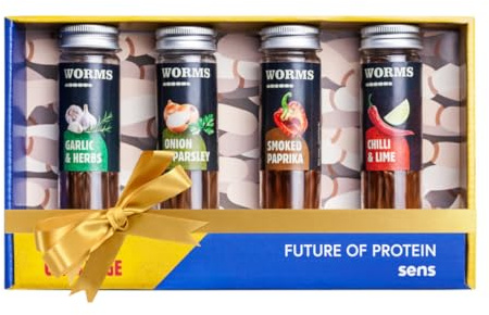 SENS Essbare Insekten Snack für Menschen, Geröstete Mehlwürmer Protein Snack, Crunchy Party Mix, Insektennahrung Probierset, Party Challenge Geschenkidee