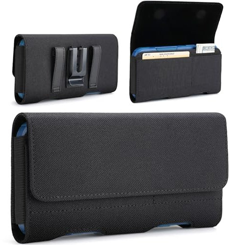 Handy Tasche mit Gürtelschlaufe, Magnetverschluss Handytasche Kartenhalter Wallet, Handgemachter Nylon Handyhalter füriphone 14 13 12 11 Pro, XR,XS,Galaxy S22 S21 S20 M01 Core
