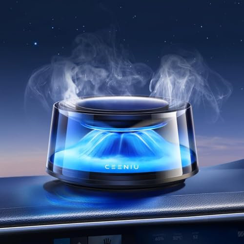 Ceeniu Désodorisant Voiture, CF8 Diffuseur Voiture avec Interrupteur Automatique, 2 Recharges Incluses, Rechargeable à l'Énergie Solaire, Adapté à Parfum Voiture et Parfum Voiture Intérieur