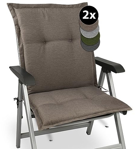 Beautissu 2er Set Premium Gartenstuhlauflage Niedriglehner 105x50x7cm Polster Auflage Niederlehner Auflagen Gartenstuhl Made in EU Robuster Stoff & UV-Lichtechtheit HighLux NL Sitzkissen Taupe