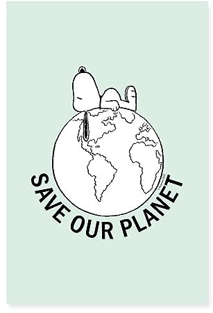 Spreadshirt Peanuts Snoopy Save Our Planet Poster 40x60 cm, One size, Weiß