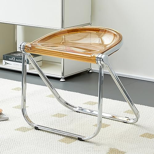 Luxus Modern Acryl Klappstühle- Stapelbar Kristall Klappstuhl-PC Kunststoff Wohnzimmer Sitz-Chrom Rahmen und faltbare Acryl Stuhl für draußen drinnen C