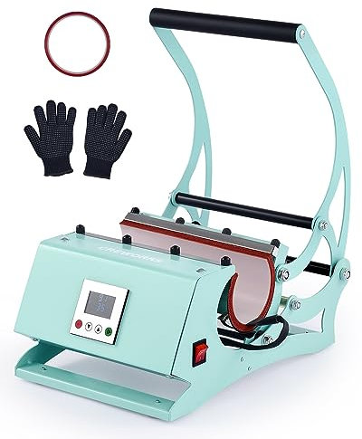 CREWORKS Tumbler Heat Press Machine, 9-20oz Mug Heat Press for DIY Blank Skinny Glass Jar Can Coffee Cup Beer Stein, Portable Heat Transfer Sublimation Print Machine with Adjustable Time Temperature