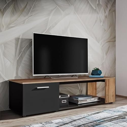 Paris Prix Meuble TV RTV Maze I 150cm Noir & Naturel
