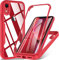 OWKEY Hülle für iPhone XR, 360 Grad Ganzkörper Schutzhülle mit eingebautem Displayschutz, Stoßfeste Handyhülle Case Cover für iPhone XR, 6,1 Zoll, Rot