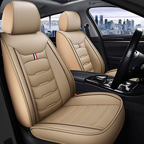 Maidao Autositzbezüge für Audi A6 2000-2018, 5-Sitze Ledersitzbezüge Allwetter wasserdichtes Komfortabler Autositzbezug Full Set Sitzbezüge Beige