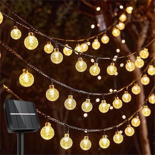 Solar Lichterkette Aussen, 6.5M 30 LED Lichterkette Außen Solar, 8 Modi 8H Timer, IP65 Wasserdicht Kugeln Lichterkette Außen Solar für Garten, Balkon Deko, Terrassen, Weihnachten, Hochzeiten, Partys