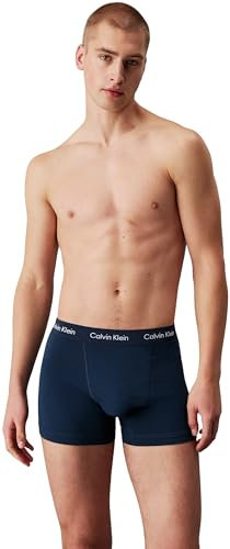 Calvin Klein Herren 3er Pack Boxershorts Trunks Unterwäsche, Mehrfarbig (Blk, Diamond Logo_Gr Heath, N Stone), S