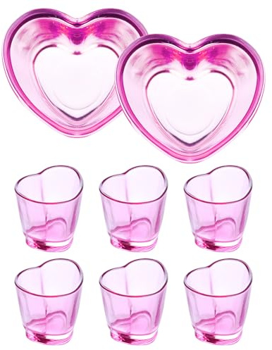 Jaepsing Heart Shaped Shot Glasses, 6 Pack, 1.5 oz, Glass, Pink, Dishwasher Safe, Modern Style, Ideal for Parties and Special Occasions