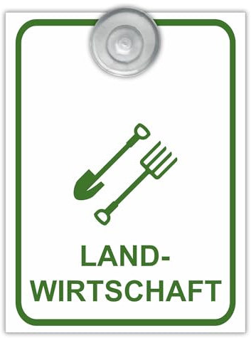 Indigos UG - Schild Landwirtschaft - 9x12 cm - Aluverbundplatte mit Saugnapf - Innenbefestigung für Ihr Auto - UV-Beständig - Einsatzschild - Hinweisschild - Warnschild