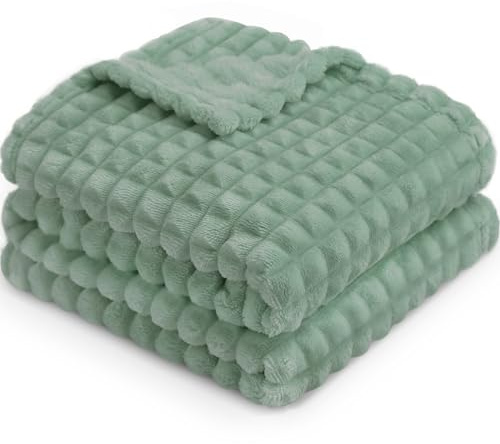 HOMRITAR Coperta in pile di flanella 3D, unisex, super morbida, con design a griglia quadrata, lussuosa, per ragazzi e ragazze, 76 x 101 cm