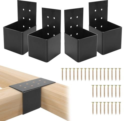 Concealed Pergola Post Brackets, 2 Pack Outdoor Concealed Joist Hanger with Screws for 4“x4” Wood, Swing, Handrail, Fence