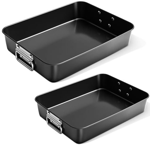 Willinglong 2 teglie per lasagne profonde per forno Lasagne Teglia da forno per famiglie numerose Teglia per brownie, con manici, set di teglie rettangolari per cuocere pentole antiaderenti profonde