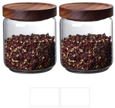 Jauhmui Vorratsglas mit Holzdeckel 2 stk 500ml Glasbehälter für Kekse