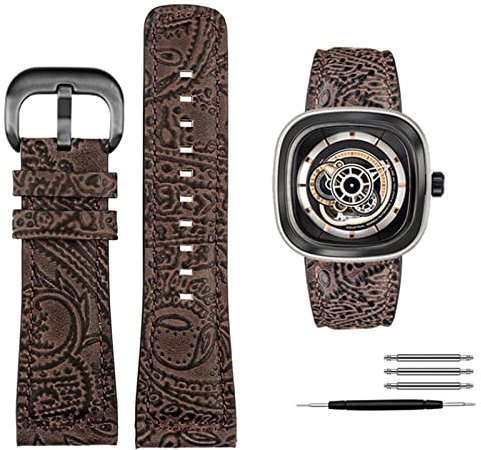 Seven Friday Genuine Leather Strap Q2/03/M2/M021/T2 Vintage Style Diesel Watch Men Cowhide Strap 28M Bracelet Accessories, 28mm, Leather