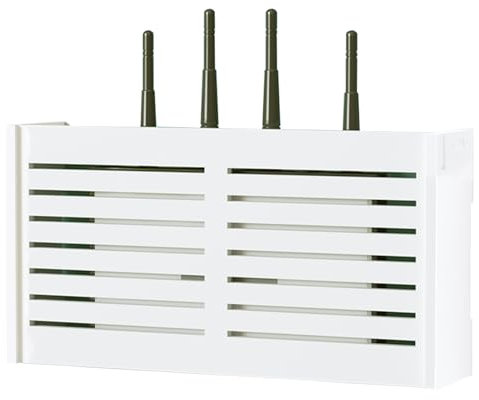 Orrdiffi Caja de Almacenamiento Caja para Router,Caja Router Pared,Router Rack,Montado en la Pared de Enrutador Inalámbrico Caja WiFi Caja de Almacenamiento de Enrutador(Blanco,38 x 28 x 10 cm)