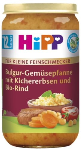 HiPP Für kleine Feinschmecker Bulgur-Gemüsepfanne mit Kichererbsen und Bio-Rind (6 x 250g), ab 12. Monat, mit Omega-3, in bester Bio-Qualität