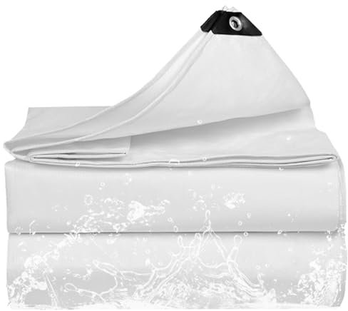 HSWOYEA Bâche en Toile Blanche 3x4m 3x5m 3x6m Bâche de Protection Robuste et imperméable avec œillets renforcés pour poulailler, Camping, toits (6x8m (19,7ftx26,2ft))