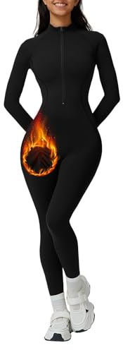 Vertvie Thermo Jumpsuit Damen Winter Langarm Eng
