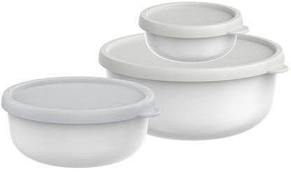 Mepal - Mikrowellengeschirr set 3-teilig Lumina - Frischhaltedosen mit Deckel für Kühlschrank, Gefrierschrank, Dampfgarer & Mikrowelle - Aufbewahrungsbox - 250 + 750 + 1500 ml - White