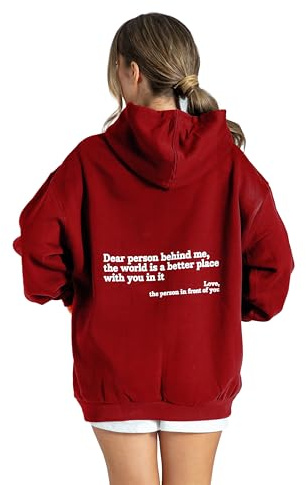 Lang Horn Dear Person Behind Me Hoodie You Are Enough Graphic Sweatshirts für Frauen Mental Health Awareness Shirt Pullover Top 2025, rot, XS