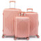 LEADZM Kofferset 3 teilig, Reisekoffer Set mit Eckenschutz, Koffer Set Hartschalen-Trolley aus ABS mit Teleskopgriff, Handgepäck, Diamantförmige Vertikale Streifen (Roségold)