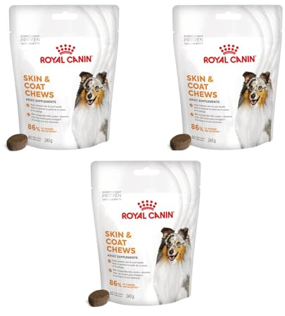 ROYAL CANIN Skin Coat Chews | 3er Pack | 3 x 240 g | Snacks für Erwachsene Hunde Aller Größen & Rassen | Im wiederverschließbaren Beutel | Mit Tierärzten entwickeln | Mit Geflügelprotein