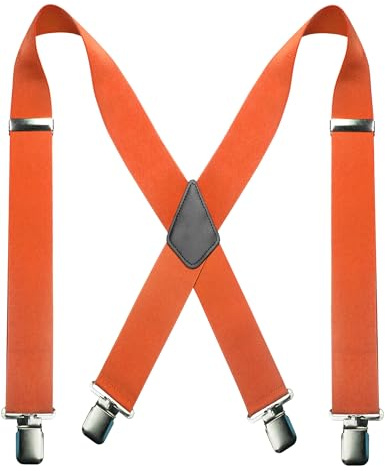 JEMYGINS Hosenträger für Herren 5 cm Hosenträger mit Sehr 4 Metall Clips Einstellbar und Elastisch Einheitsgröße orange Farbe