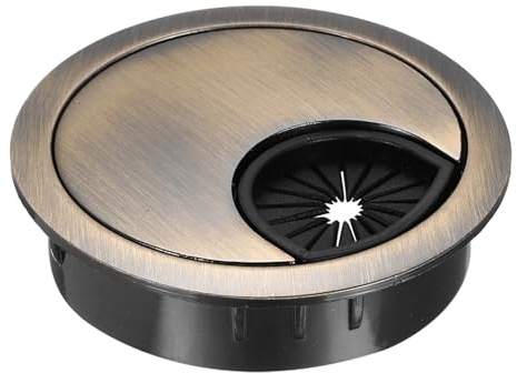 sourcing map Desk Grommet 2 Inch, Zinc Alloy Round Desk Hole Cover Wire Cable Cord Organizer for Home Office Computer Table Cables, 49.5mm, Bronze