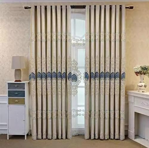 BCughia Tende Finestre Soggiorno, Tenda Finestra Grigio Oscurante 102x214 Ricamo Europeo Tende per Finestre