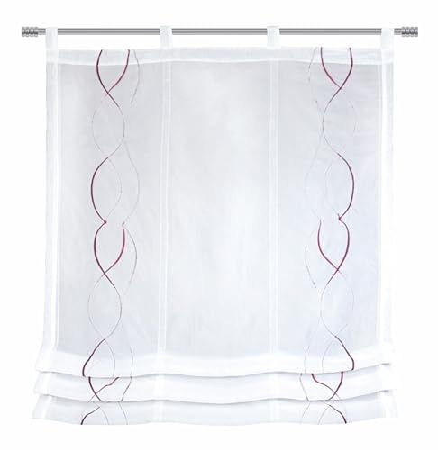 Sehlbach Raffrollo Voile Stickerei, Weiß, 80 x 120 cm Bistrogardine, Höhenverstellbar, Zeitloses Design, Lichtdurchlässig, Einfache Befestigung, Öko-Tex Zertifiziert