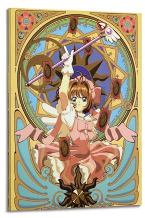 PASOFENE Cardcaptor Anime-Poster, Motiv: Sakura, dekoratives Gemälde, Leinwand, Wandposter und Kunstdruck, moderne Familienschlafzimmer-Dekoration, Poster, 30 x 45 cm