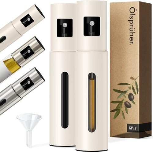 KIVY Ölsprüher 2x 100ML - Öl Sprühflasche mit Präzisem Sprühkopf | Ölspray Oil Sprayer - Ölsprühflasche Ölzerstäuber - Sprühöl Kochen Ölsprayer - Olivenöl Spray Öl-Sprühflasche